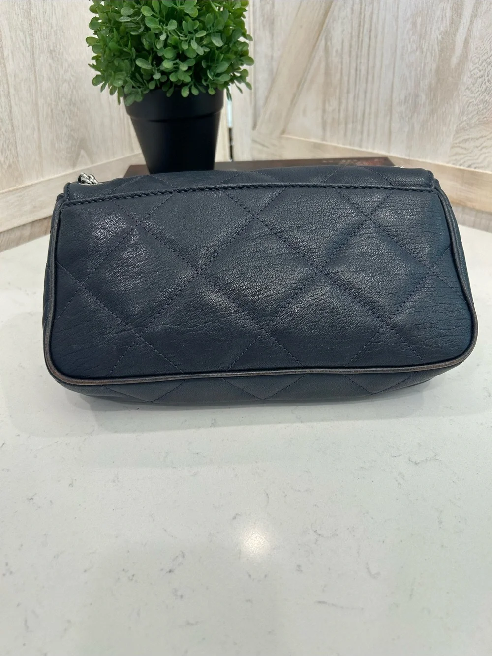 Michael Kors Black Quilted Shoulder Bag with Silver Chain